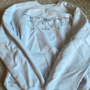 White Skateboard Skeleton Crewneck